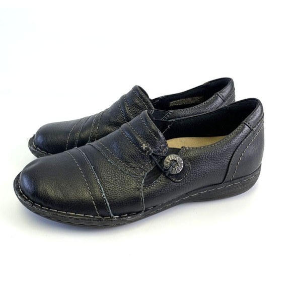 Earth Origins Shoes - Earth Origins Tamara Tami Slip On Shoe Black Leather Comfort Medallion Womens 9